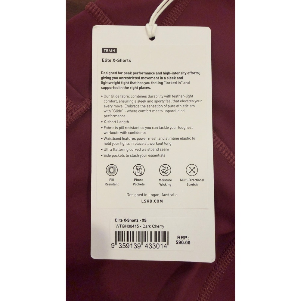 LSKD Elite X-Shorts Dark Cherry Burgundy High Waisted Athletic Pockets NEW NWT - Picture 5 of 16